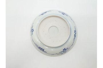 江戸期　古伊万里　染付　松竹梅文　5.1寸　約16cm　繊細に描かれた線描が美しい中皿5枚セット(和食器、和皿、五寸一分)(R-070398)