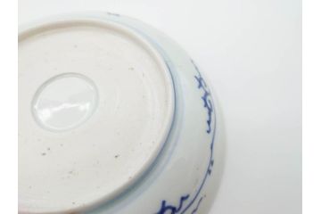 江戸期　古伊万里　染付　松竹梅文　5.1寸　約16cm　繊細に描かれた線描が美しい中皿5枚セット(和食器、和皿、五寸一分)(R-070398)