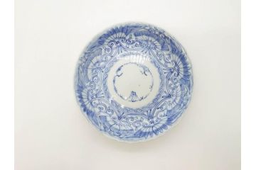 江戸期　古伊万里　染付　松竹梅文　5.1寸　約16cm　繊細に描かれた線描が美しい中皿5枚セット(和食器、和皿、五寸一分)(R-070398)