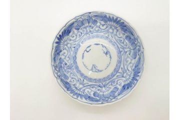 江戸期　古伊万里　染付　松竹梅文　5.1寸　約16cm　繊細に描かれた線描が美しい中皿5枚セット(和食器、和皿、五寸一分)(R-070398)