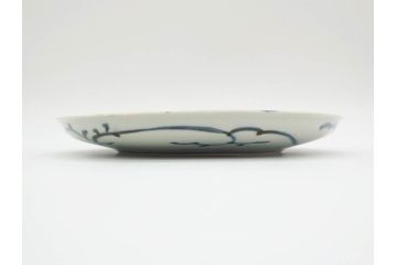 江戸期　古伊万里　染付　栗図　7.4寸　約23cm　藍色の濃淡が魅力的な中皿3枚セット(和食器、和皿、七寸四分)(R-070399)