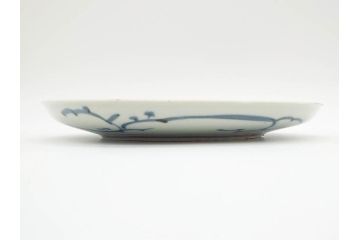 江戸期　古伊万里　染付　栗図　7.4寸　約23cm　藍色の濃淡が魅力的な中皿3枚セット(和食器、和皿、七寸四分)(R-070399)