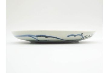 江戸期　古伊万里　染付　栗図　7.4寸　約23cm　藍色の濃淡が魅力的な中皿3枚セット(和食器、和皿、七寸四分)(R-070399)