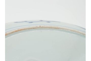 江戸期　古伊万里　染付　栗図　7.4寸　約23cm　藍色の濃淡が魅力的な中皿3枚セット(和食器、和皿、七寸四分)(R-070399)