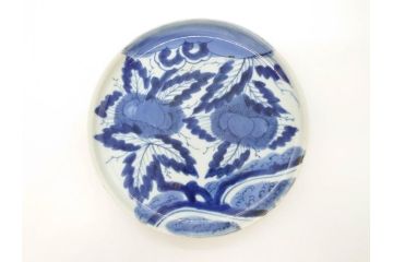 江戸期　古伊万里　染付　栗図　7.4寸　約23cm　藍色の濃淡が魅力的な中皿3枚セット(和食器、和皿、七寸四分)(R-070399)