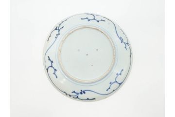 江戸期　古伊万里　染付　栗図　7.4寸　約23cm　藍色の濃淡が魅力的な中皿3枚セット(和食器、和皿、七寸四分)(R-070399)