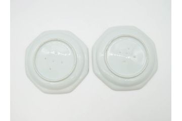 江戸期　上手物　古伊万里　染付　花鳥文　約22cm　7寸　美しい意匠が目を惹く八角皿2枚セット(七寸、中皿、和皿、和食器)(R-070400)