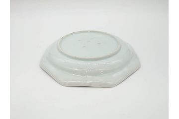 江戸期　上手物　古伊万里　染付　花鳥文　約22cm　7寸　美しい意匠が目を惹く八角皿2枚セット(七寸、中皿、和皿、和食器)(R-070400)