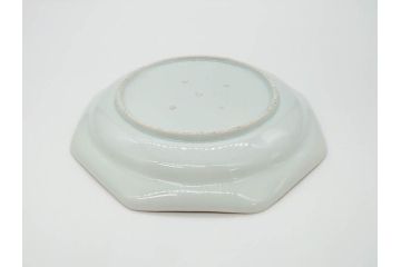 江戸期　上手物　古伊万里　染付　花鳥文　約22cm　7寸　美しい意匠が目を惹く八角皿2枚セット(七寸、中皿、和皿、和食器)(R-070401)