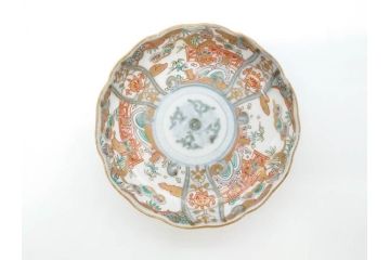 幕末　古伊万里　金彩　色絵　約12cm　3.8寸　煌びやかな絵付けが素敵な小皿5枚セット(獅子、松竹、和食器、深皿、和皿、三寸八分)(R-070406)
