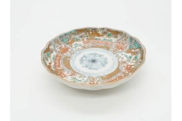 幕末　古伊万里　金彩　色絵　約12cm　3.8寸　煌びやかな絵付けが素敵な小皿5枚セット(獅子、松竹、和食器、深皿、和皿、三寸八分)(R-070408)