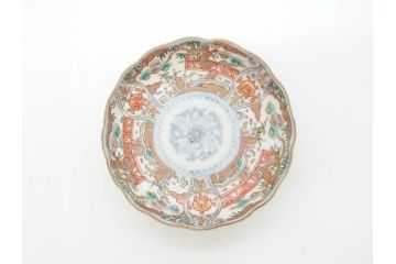 幕末　古伊万里　金彩　色絵　約12cm　3.8寸　煌びやかな絵付けが素敵な小皿5枚セット(獅子、松竹、和食器、深皿、和皿、三寸八分)(R-070408)