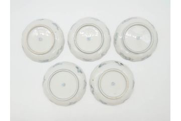 幕末　古伊万里　金彩　色絵　約12cm　3.8寸　煌びやかな絵付けが素敵な小皿5枚セット(獅子、松竹、和食器、深皿、和皿、三寸八分)(R-070409)