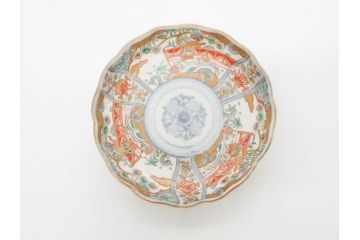幕末　古伊万里　金彩　色絵　約12cm　3.8寸　煌びやかな絵付けが素敵な小皿5枚セット(獅子、松竹、和食器、深皿、和皿、三寸八分)(R-070409)