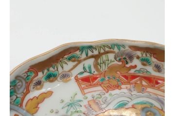 幕末　古伊万里　金彩　色絵　約12cm　3.8寸　煌びやかな絵付けが素敵な小皿5枚セット(獅子、松竹、和食器、深皿、和皿、三寸八分)(R-070409)