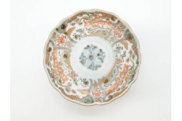 幕末　古伊万里　金彩　色絵　約12cm　3.8寸　煌びやかな絵付けが素敵な小皿5枚セット(獅子、松竹、和食器、深皿、和皿、三寸八分)(R-070409)