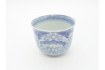 江戸期　古伊万里　染付　線描　松竹梅文　繊細なデザインと清涼感溢れるそば猪口5客セット(蕎麦猪口、湯呑、湯のみ、和食器)(R-070411)