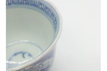 江戸期　古伊万里　染付　線描　松竹梅文　繊細なデザインと清涼感溢れるそば猪口5客セット(蕎麦猪口、湯呑、湯のみ、和食器)(R-070411)