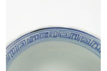 江戸期　古伊万里　染付　線描　松竹梅文　繊細なデザインと清涼感溢れるそば猪口5客セット(蕎麦猪口、湯呑、湯のみ、和食器)(R-070411)
