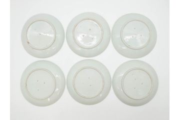 江戸期　古伊万里　染付　松竹梅文　約19cm　6.3寸　落ち着きのある雰囲気と松竹梅のデザインが素敵な中皿6枚セット(和皿、和食器、六寸三分)(R-070413)