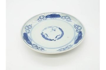 江戸期　古伊万里　染付　松竹梅文　約19cm　6.3寸　落ち着きのある雰囲気と松竹梅のデザインが素敵な中皿6枚セット(和皿、和食器、六寸三分)(R-070413)