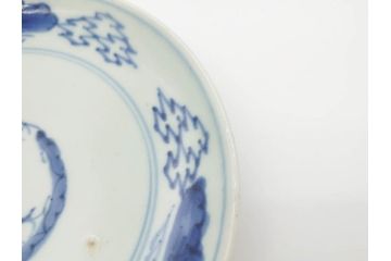 江戸期　古伊万里　染付　松竹梅文　約19cm　6.3寸　落ち着きのある雰囲気と松竹梅のデザインが素敵な中皿6枚セット(和皿、和食器、六寸三分)(R-070413)