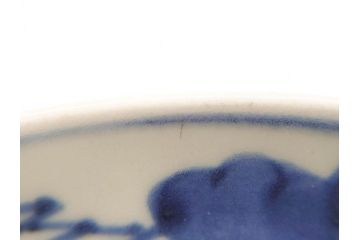 江戸期　古伊万里　染付　松竹梅文　約19cm　6.3寸　落ち着きのある雰囲気と松竹梅のデザインが素敵な中皿6枚セット(和皿、和食器、六寸三分)(R-070413)