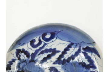 江戸期　古伊万里　染付　栗図　7.4寸　約23cm　藍色の濃淡が魅力的な中皿3枚セット(和食器、和皿、七寸四分)(R-070414)