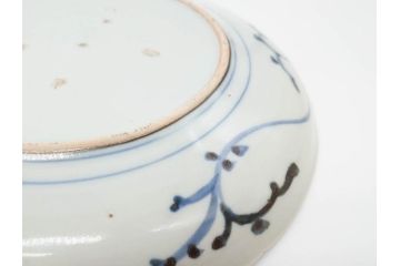 江戸期　古伊万里　染付　栗図　7.4寸　約23cm　藍色の濃淡が魅力的な中皿3枚セット(和食器、和皿、七寸四分)(R-070414)