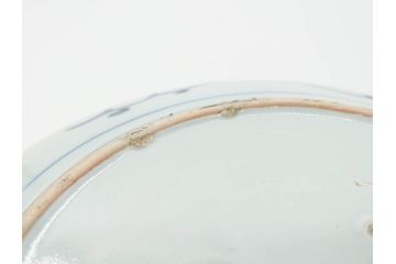 江戸期　古伊万里　染付　栗図　7.4寸　約23cm　藍色の濃淡が魅力的な中皿3枚セット(和食器、和皿、七寸四分)(R-070414)