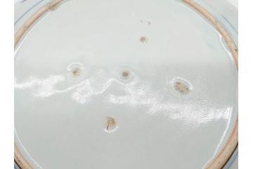 江戸期　古伊万里　染付　栗図　7.4寸　約23cm　藍色の濃淡が魅力的な中皿3枚セット(和食器、和皿、七寸四分)(R-070414)
