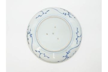 江戸期　古伊万里　染付　栗図　7.4寸　約23cm　藍色の濃淡が魅力的な中皿3枚セット(和食器、和皿、七寸四分)(R-070414)