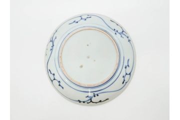 江戸期　古伊万里　染付　栗図　7.4寸　約23cm　藍色の濃淡が魅力的な中皿3枚セット(和食器、和皿、七寸四分)(R-070414)