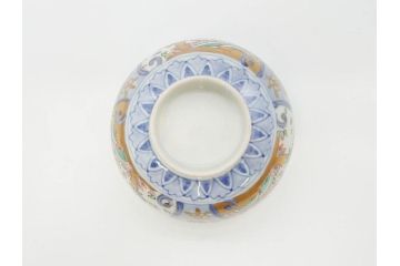 江戸期　古伊万里　金彩　色絵　約12cm　3.8寸　一つ一つ丁寧に絵付けされた豪華な蓋付き茶碗3客セット(獅子、松竹、和食器、三寸八分)(R-070415)