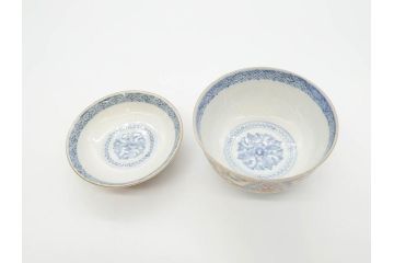 江戸期　古伊万里　金彩　色絵　約12cm　3.8寸　一つ一つ丁寧に絵付けされた豪華な蓋付き茶碗3客セット(獅子、松竹、和食器、三寸八分)(R-070415)