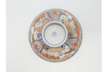 江戸期　古伊万里　金彩　色絵　約12cm　3.8寸　一つ一つ丁寧に絵付けされた豪華な蓋付き茶碗3客セット(獅子、松竹、和食器、三寸八分)(R-070417)