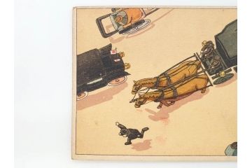 東京図案印刷社製　H・Kサイン　「飛行機から」　上空より見た街景図　絵ハガキ7枚セット(葉書き、はがき)(R-070418)