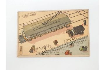 東京図案印刷社製　H・Kサイン　「飛行機から」　上空より見た街景図　絵ハガキ7枚セット(葉書き、はがき)(R-070418)
