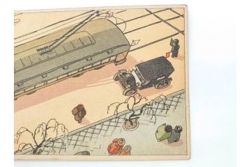 東京図案印刷社製　H・Kサイン　「飛行機から」　上空より見た街景図　絵ハガキ7枚セット(葉書き、はがき)(R-070418)