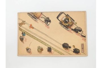 東京図案印刷社製　H・Kサイン　「飛行機から」　上空より見た街景図　絵ハガキ7枚セット(葉書き、はがき)(R-070418)