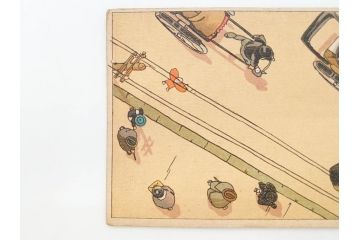 東京図案印刷社製　H・Kサイン　「飛行機から」　上空より見た街景図　絵ハガキ7枚セット(葉書き、はがき)(R-070418)