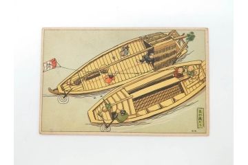 東京図案印刷社製　H・Kサイン　「飛行機から」　上空より見た街景図　絵ハガキ7枚セット(葉書き、はがき)(R-070418)