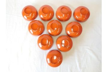 金蒔絵　木製　鷲　鯉　縁起の良い色合いが目を惹く吸物椀10客セット(漆器、お椀、和食器、山)(R-070422)