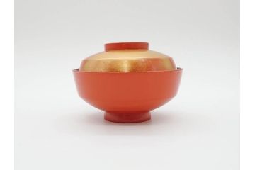 金蒔絵　木製　鷲　鯉　縁起の良い色合いが目を惹く吸物椀10客セット(漆器、お椀、和食器、山)(R-070422)