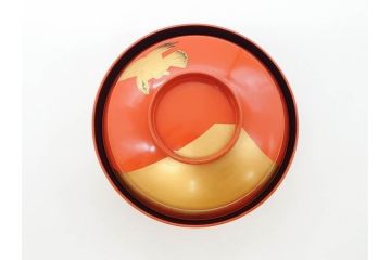 金蒔絵　木製　鷲　鯉　縁起の良い色合いが目を惹く吸物椀10客セット(漆器、お椀、和食器、山)(R-070422)