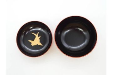 金蒔絵　木製　鷲　鯉　縁起の良い色合いが目を惹く吸物椀10客セット(漆器、お椀、和食器、山)(R-070422)