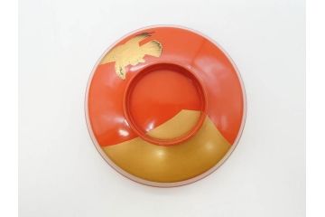 金蒔絵　木製　鷲　鯉　縁起の良い色合いが目を惹く吸物椀10客セット(漆器、お椀、和食器、山)(R-070422)
