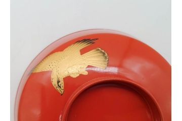 金蒔絵　木製　鷲　鯉　縁起の良い色合いが目を惹く吸物椀10客セット(漆器、お椀、和食器、山)(R-070422)