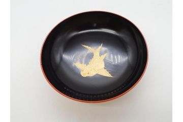 金蒔絵　木製　鷲　鯉　縁起の良い色合いが目を惹く吸物椀10客セット(漆器、お椀、和食器、山)(R-070422)