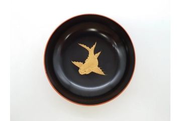 金蒔絵　木製　鷲　鯉　縁起の良い色合いが目を惹く吸物椀10客セット(漆器、お椀、和食器、山)(R-070422)